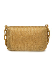 Coffer Striped Embellished Faux Silk Clutch