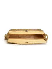 Coffer Striped Embellished Faux Silk Clutch
