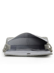 Coffer Striped Embellished Faux Silk Clutch