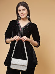 Coffer Striped Embellished Clutch with signature gift box | Anniversary Gift for Her