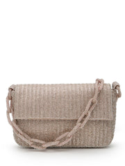 Coffer Striped Embellished Faux Silk Clutch