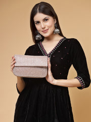 Coffer Striped Embellished Clutch with signature gift box | Festive Gift for Women