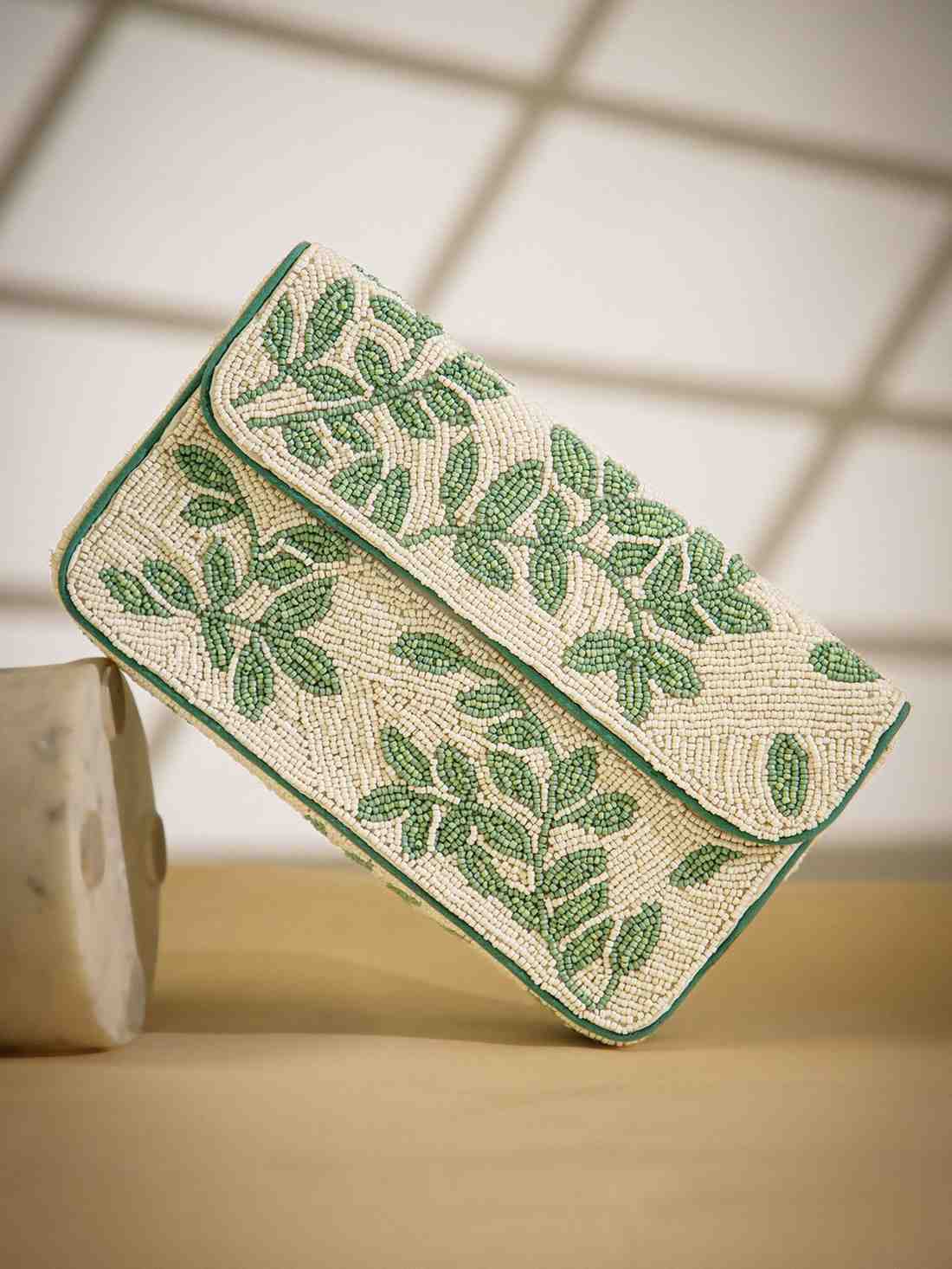 Beaded Botanica Cotton Botanical Beaded Canvas Clutch