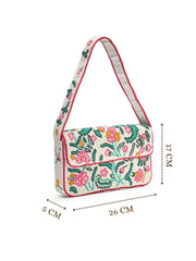 Beaded Botanica Canvas Floral & Vine Motifs Embroidered Clutch