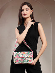 Beaded Botanica Canvas Floral & Vine Motifs Embroidered Clutch