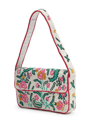 Beaded Botanica Canvas Floral & Vine Motifs Embroidered Clutch