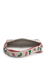 Beaded Botanica Canvas Floral & Vine Motifs Embroidered Clutch