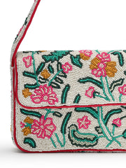 Beaded Botanica Canvas Floral & Vine Motifs Embroidered Clutch