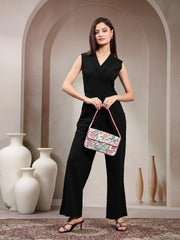 Beaded Botanica Canvas Floral & Vine Motifs Embroidered Clutch