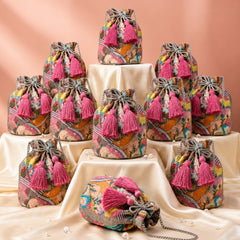 Beaded Muse Abstract Embellished Wedding Favor Potli Set of 10 | Designer Potli Bags for Bridesmaids