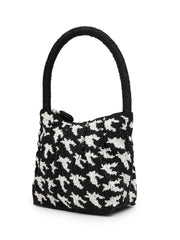 Anekaant Beaded Muse Black Cotton Houndstooth Geometric Beaded Clutch