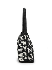Anekaant Beaded Muse Black Cotton Houndstooth Geometric Beaded Clutch