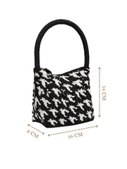 Anekaant Beaded Muse Black Cotton Houndstooth Geometric Beaded Clutch