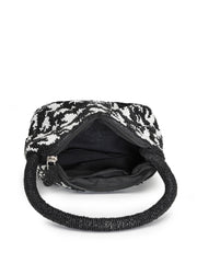 Anekaant Beaded Muse Black Cotton Houndstooth Geometric Beaded Clutch
