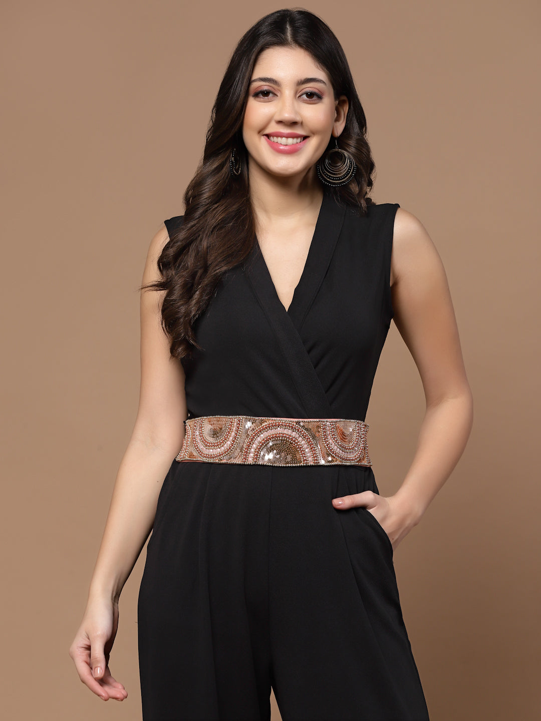 Boho Sequin Embellished Canvas Handmade Belt