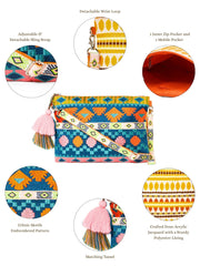Tribal Acrylic Jacquard Ethnic Motifs Embroidered Sling Bag