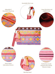 Tribal Acrylic Jacquard Ethnic Motifs Embroidered Sling Bag