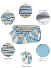 Geomat Cotton Striped Jacquard Sling Bag