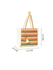 Folklore Edit Cotton Striped Sequined Tote Bag