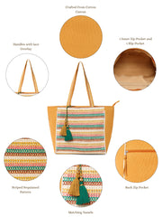 Folklore Edit Cotton Striped Sequined Tote Bag