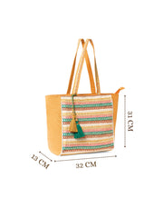 Folklore Edit Cotton Striped Sequined Tote Bag