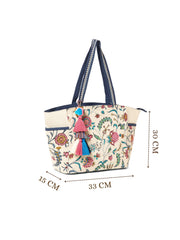 Petal Posh Cotton Striped Sequined Tote Bag