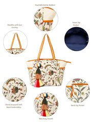 Petal Posh Cotton Striped Sequined Tote Bag