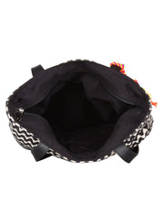 Chevron Cotton Jacquard & PU Shoulder Bag