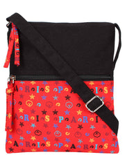 La Borsa Alphabet Print Canvas Sling Bag