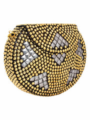 Jewel Gold & Silver Metal Clutch