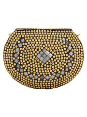 Jewel Gold & Silver Metal Clutch