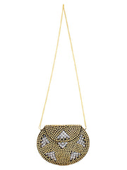 Jewel Gold & Silver Metal Clutch