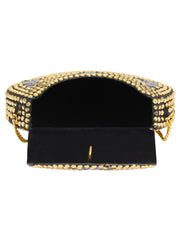 Jewel Gold & Silver Metal Clutch