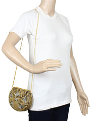 Jewel Gold & Silver Metal Clutch