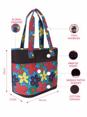 Rangoli Cotton Canvas Floral Printed Tote Bag