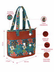 Rangoli Cotton Canvas Floral Printed Tote Bag