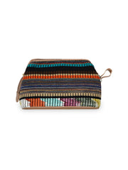 Fleecy Jacquard PU Cosmetic Vanity Bag