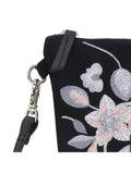 Verdant Floral Embroidered Polysuede & Leatherette Sling Bag