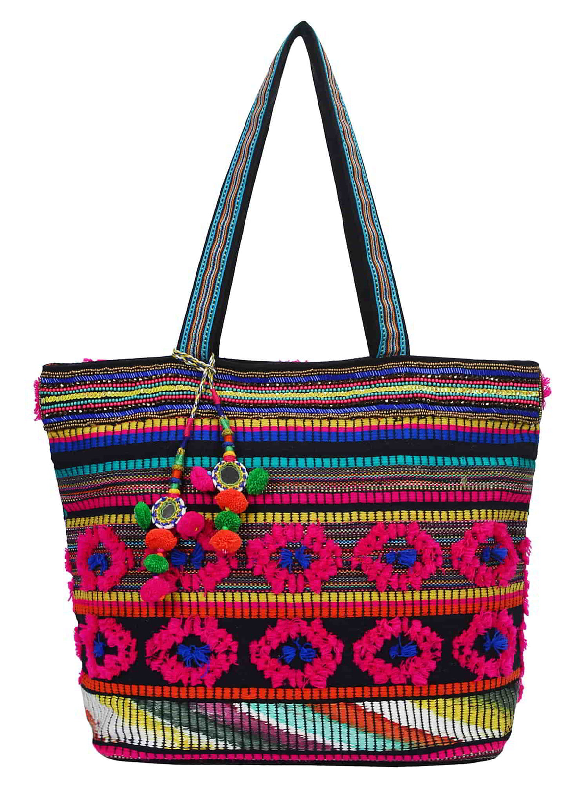 Fleecy Jacquard and Cotton Handbag