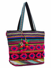 Fleecy Jacquard and Cotton Handbag