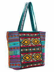 Fleecy Jacquard and Cotton Handbag