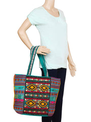 Fleecy Jacquard and Cotton Handbag