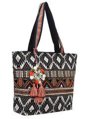 Fleecy Jacquard and Cotton Handbag