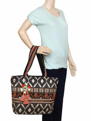 Fleecy Jacquard and Cotton Handbag