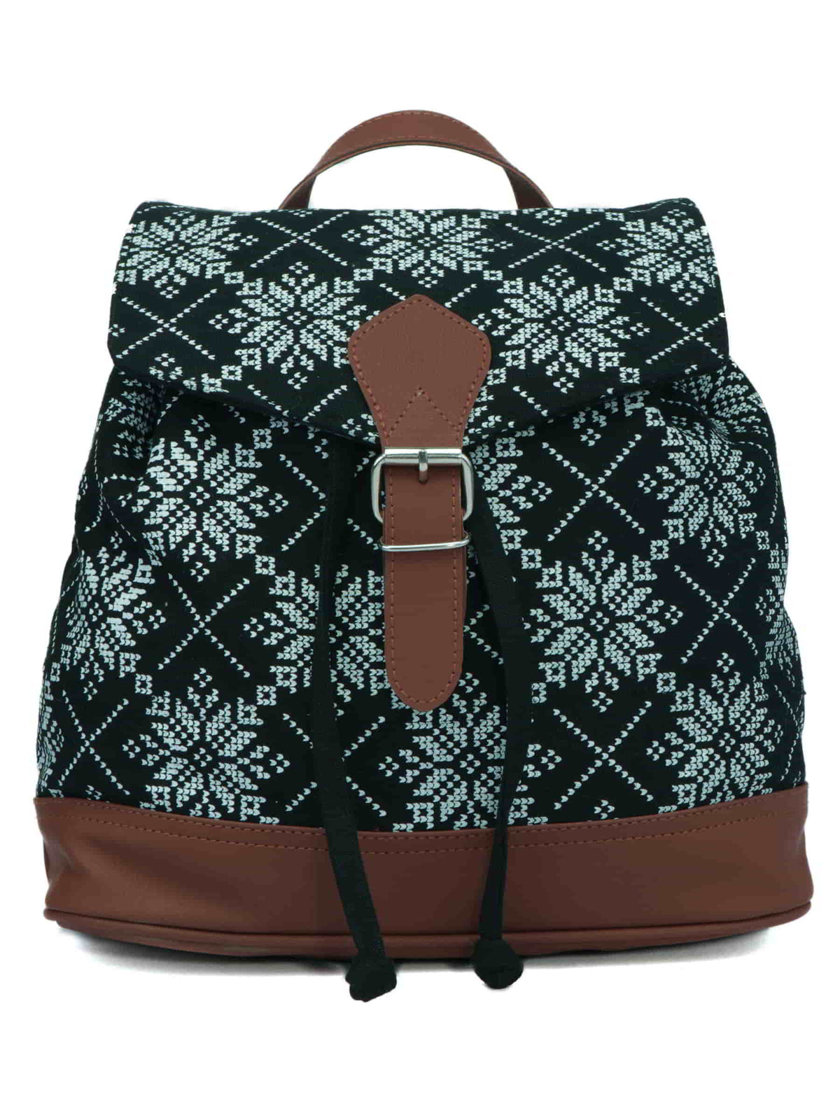 Artsy Geometric & Printed Canvas Backpack