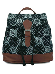 Artsy Geometric & Printed Canvas Backpack