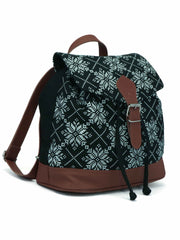 Artsy Geometric & Printed Canvas Backpack