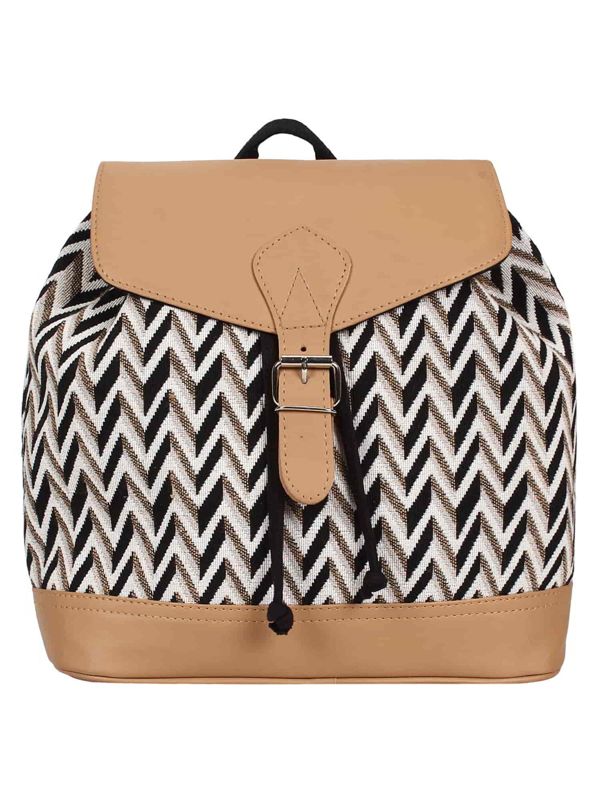 Chevron Cotton Jacquard & PU Backpack