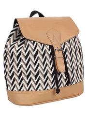 Chevron Cotton Jacquard & PU Backpack