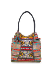 Fleecy Beaded Jacquard and Cotton Handbag
